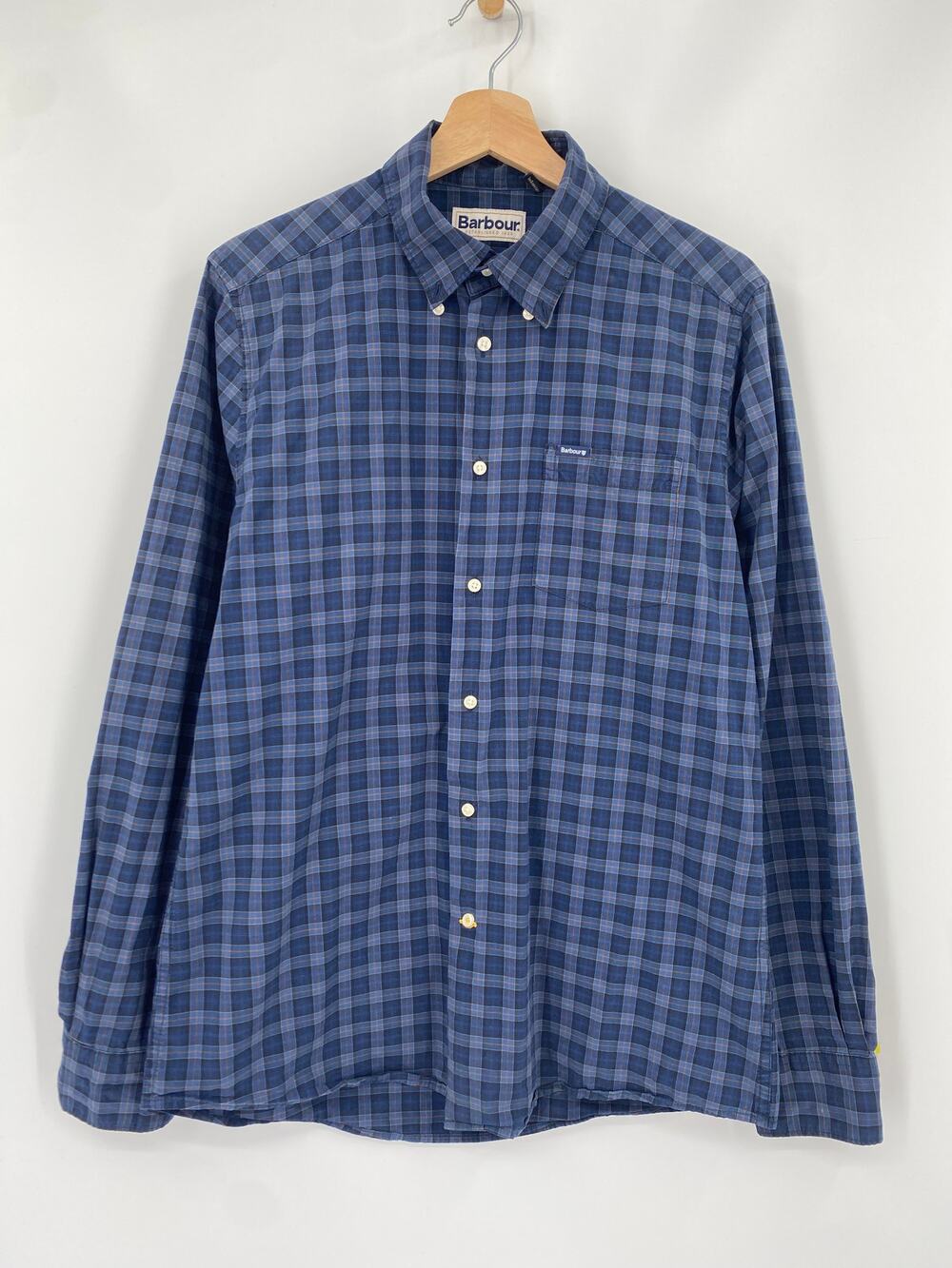 Barbour S blue plaid long sleeve button down